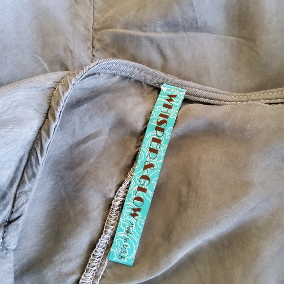 Whisper & Glow Fringe Bell Sleeve Peasant Top Size L Grey New - Picture 9 of 11